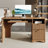 Neeru 55Inch Fluted Executive Desk with Fingerprint Lock, Modern Computer Writing Desks with Power Outlet, Home Office Desk with Keyboard Tray and Open Storage Compartment-1971196487