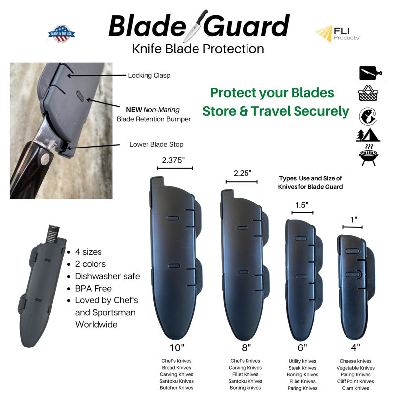 Blade Guard Secure Knife Blade Edge Protection Cover, Sheath 4PK Set, Orange