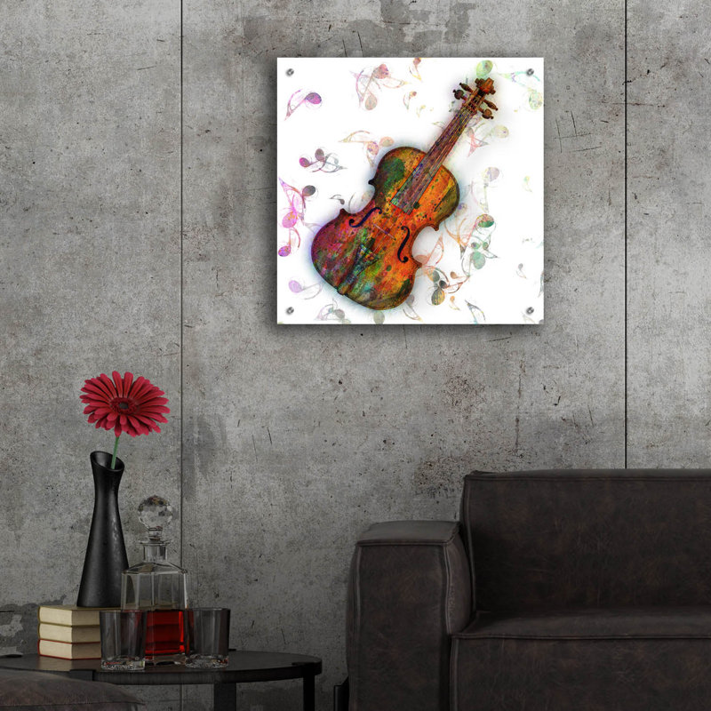 Winston Porter 'Violin' by Mark Ashkenazi Acrylic Glass Wall Art, 12" x 12", H 24 po x l 24 po x P 0,2 po