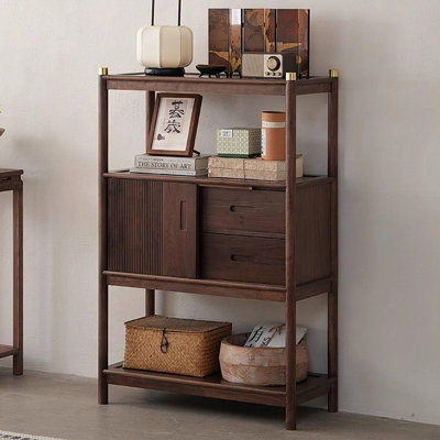 Multi Layer Storage Sliding Door Accent Cabinet