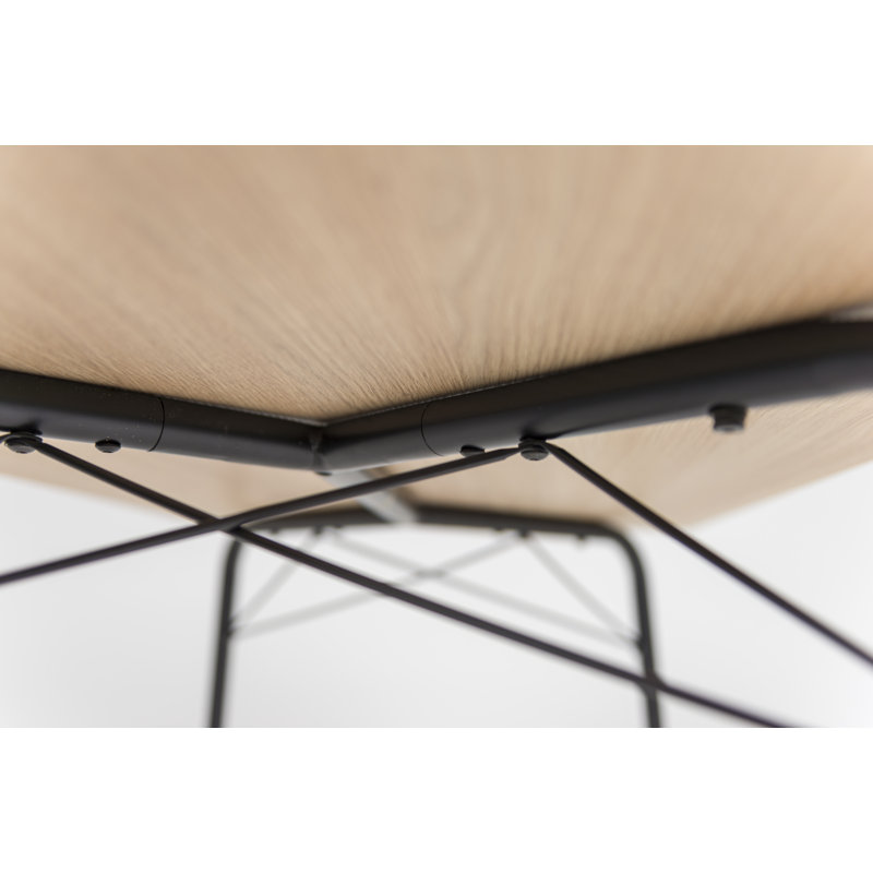 Flow Oak Solid Wood Top Metal Base Dining Table