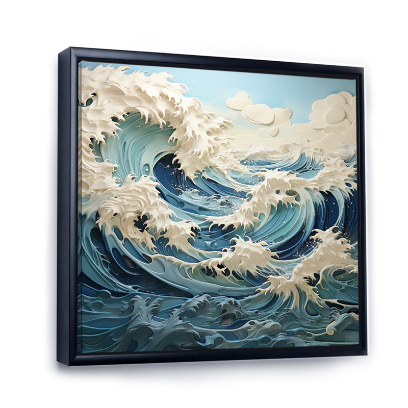 Kinetic Kinetic Waves I - Imprimé, Cadre flottant noir, H 36 po x l 36 po x P 1,5 po