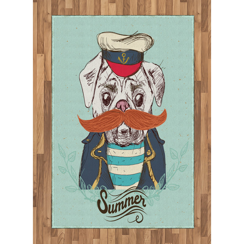 Pug High Density Long Fiber Poly Threads Decorative Area Rug Carpet, Rectangle 4' x 5'8"