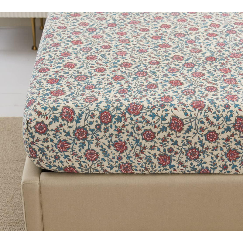 100% Cotton Bedding Printed Sheets Set For Queen Size Bed Up To 14" Deep Mattress, Country Rustic Floral Pattern Bedlinen Sets