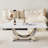 50.4 Inch Modern Rectangular Coffee Table,Marble Pattern MDF Top ,Silver Stainless Steel Base.