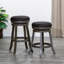 Tabouret de comptoir 24 po, siège en tissu au fini gris patiné-58856718-58856715