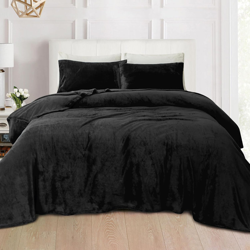 Ensemble de 4 valises pour chambre d'amis, Ensemble de draps pour lit double + 2 taies d'orei, Noir