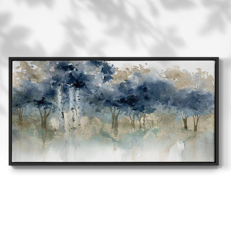 Waters Edge I - Toile tendue avec châssis encadré - Prêt à accrocher, H 25 po x l 49 po, Noir