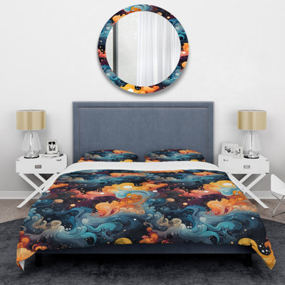Celestial Concealment Ripple Abstract Duvet Cover