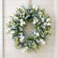 Couronne de tulipe blanche artificielle de 19,7 pouces, couronne de fleurs d'eucalyptus pour la porte d'entrée, couronne de bienvenue toutes saisons pour porche de fenêtre murale pour la maison-1307440553