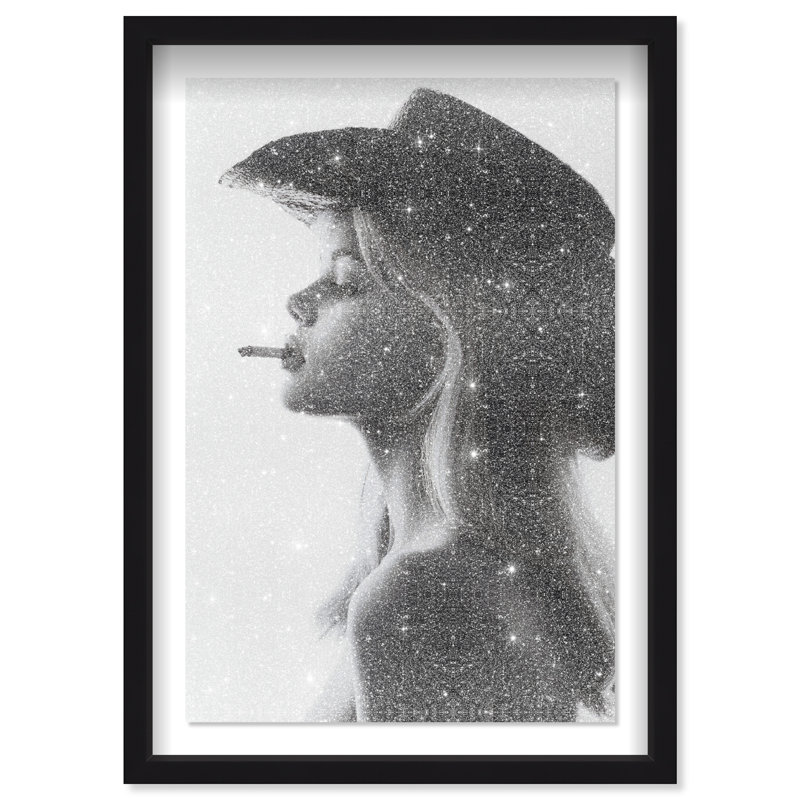 Desert Cowgirl Shadowbox Fashion Print by Oliver Gal, Black Frame, 10 x 15, 37.5"H x 55.5"W, Black Shadowbox