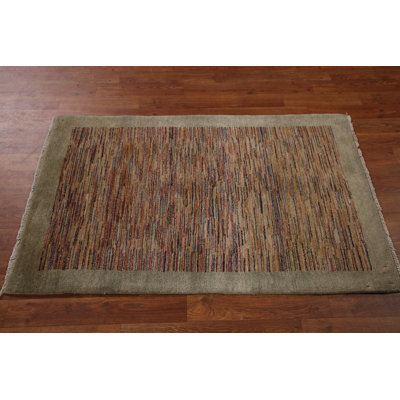 One-of-a-Kind Gabbeh Hand-Knotted New Age 2'6" x 4'1" Wool Area Rug in Beige/Brown