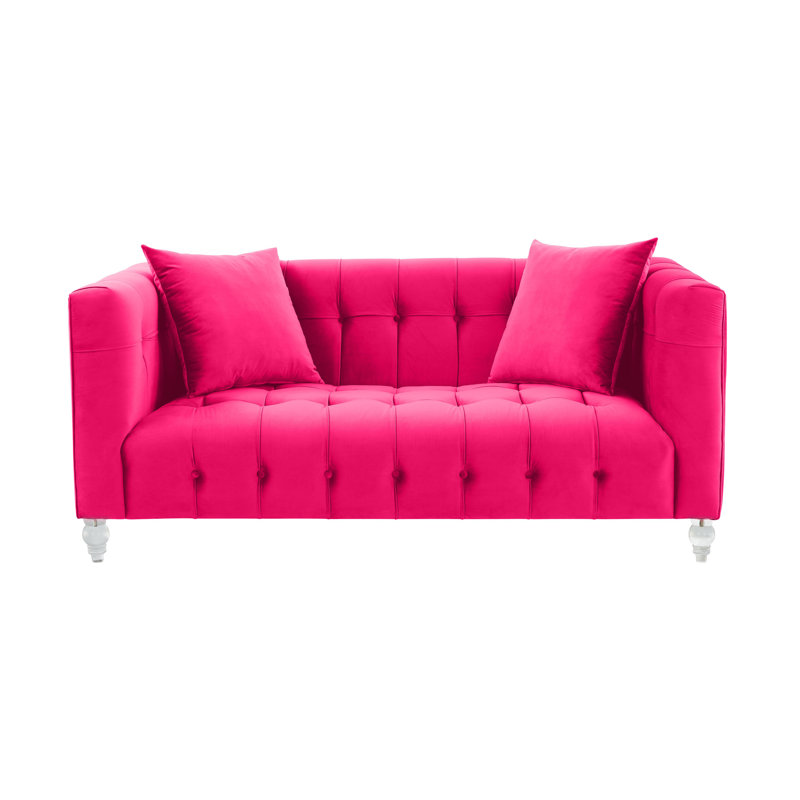 Doyon Velvet Loveseat, Hot Pink Velvet