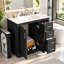 Meuble-lavabo noir de 91 cm avec lavabo en céramique et meuble de rangement autoportant