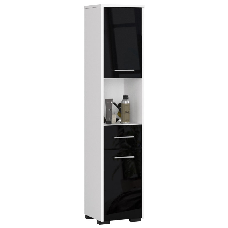 Floreta Linen Cabinet, White/Black Gloss