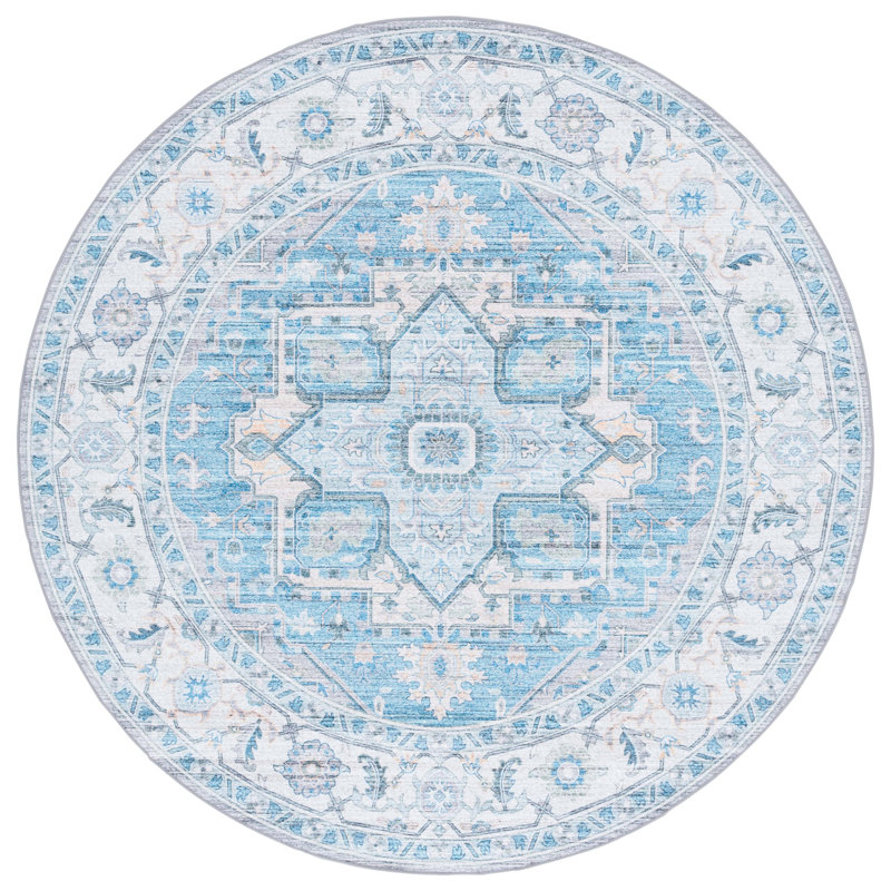 Samanthajean Performance Machine Washable Oriental Rug, Round 6'