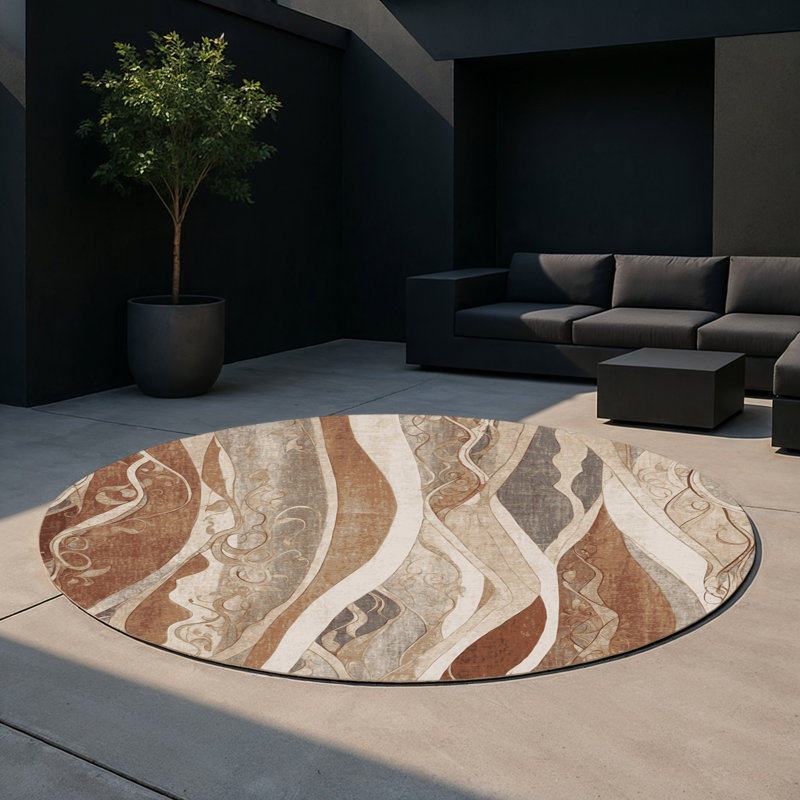 Tapis intérieur et extérieur Shadowed Tides, Rond 5 pi