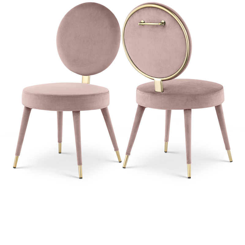 Brandy 17.8'' H Velvet Upholstered Side Chair, Pink Velvet