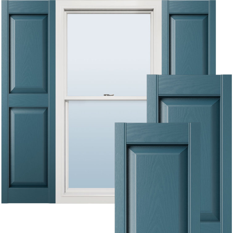 Lifetime Vinyl Standard Two Equal Raised Panel Shutters with Shutter-Locks & Matching Screws