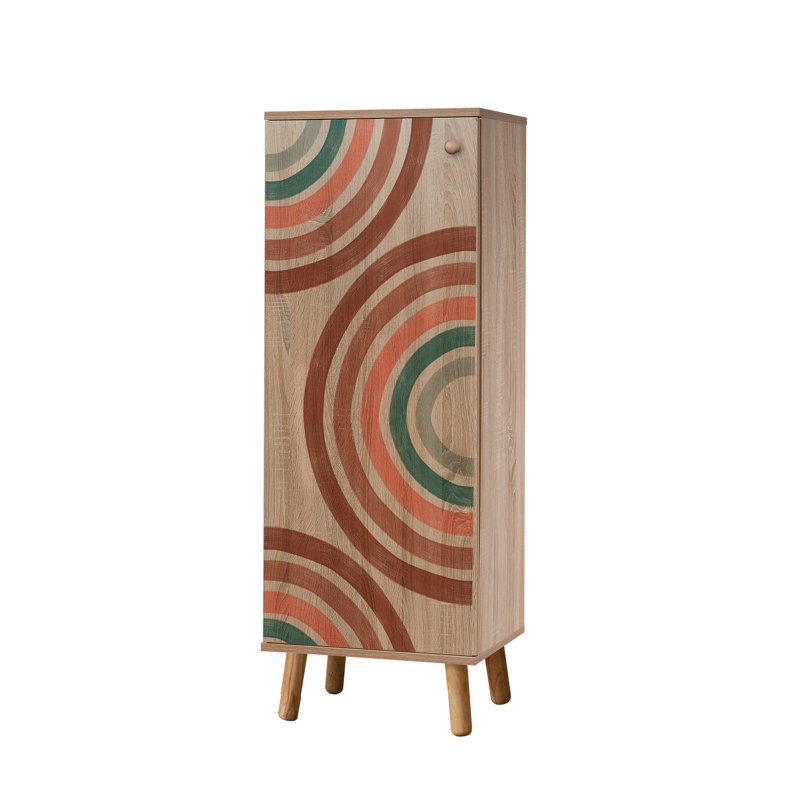 Modern Shoe Cabinet with Solid Wood Legs & Handles, Sonomo Color, 19.7 x 53.1 x 15.0 inches | 100% Melamine Coated Chipboard, UV Coating, Multiple Shelves | Stylish & Functional Storage Solution for Entryway & Hallway