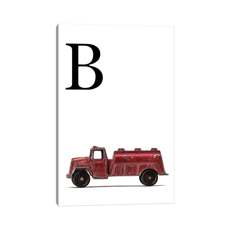 B Water Truck White Letter - Print on Canvas, 30.48 cm H x 45.72 cm W, Wrapped Canvas