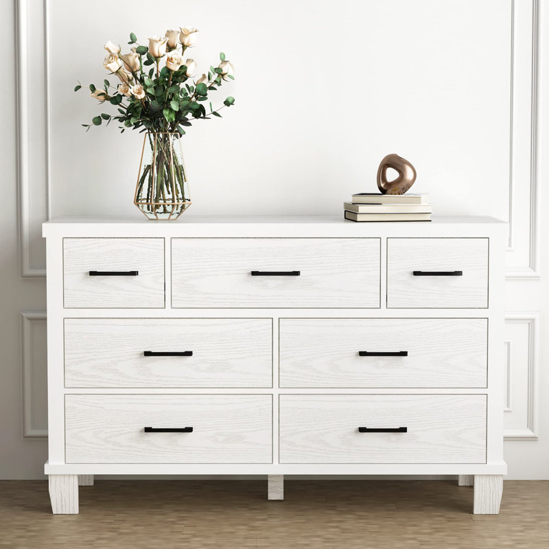 51" Dresser For Bedroom With 7 Drawers, White