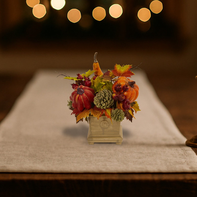 Pumpkin, Gourd, Berry and Maple Leaf Arrangement