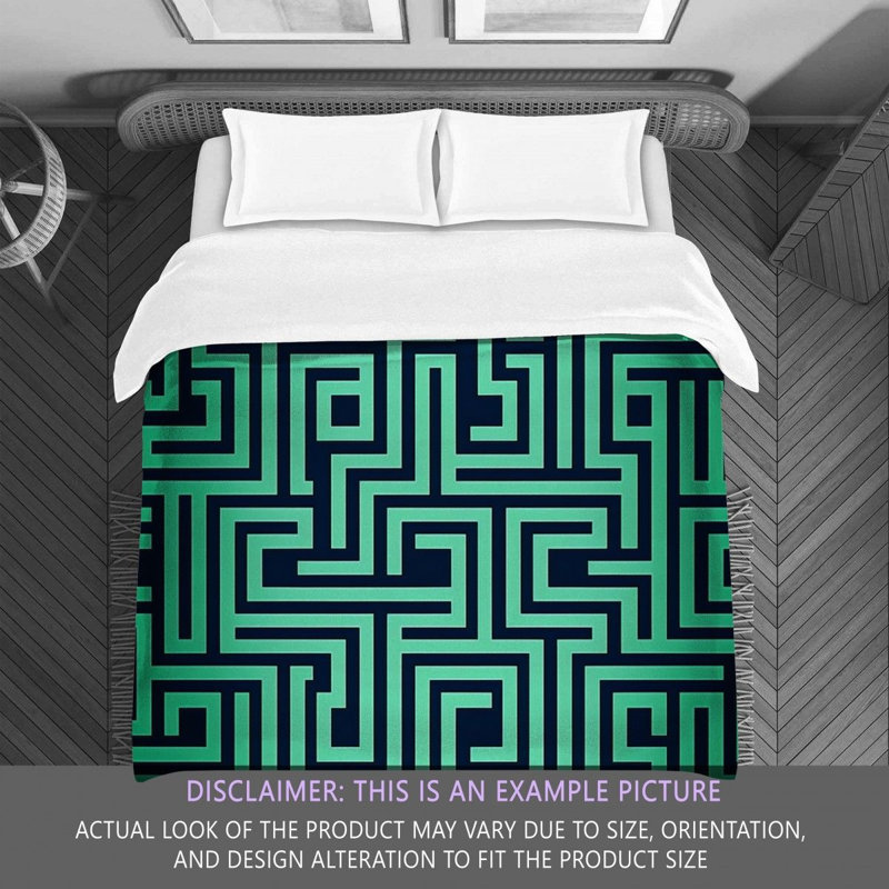 Polyester Comforter, King Comforter, Green/Navy Geometric
