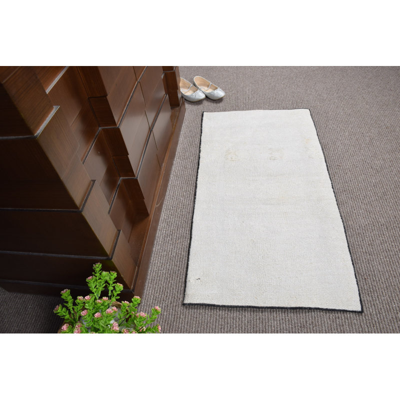 Tapis kilim turc rétro tissé à la main beige - idéal pour les espaces de vie et les petites pièces