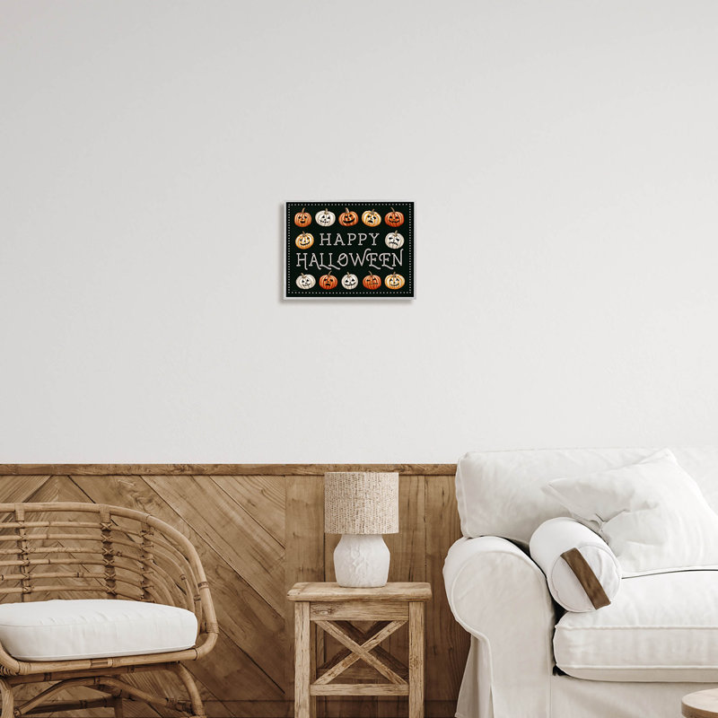 Illustration de giclée encadrée «Happy Halloween Jack-O-Lanterns» par Elizabeth Tyndall, H 11 po x l 14 po x P 1,5 po