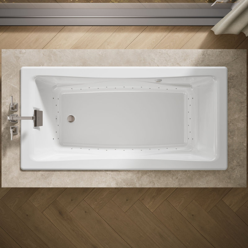 72" x 36" Whirlpool Porcelain Enameled Cast Iron Bathtub with Heater, White