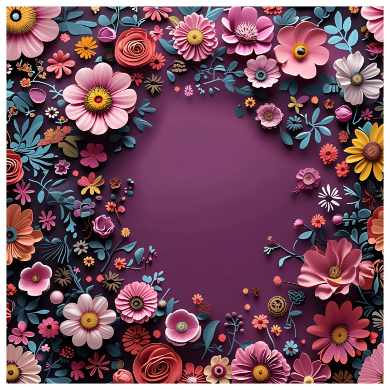 Tapisserie murale florale - Art mural, 50 po H x 60 po L avec 4 œillets