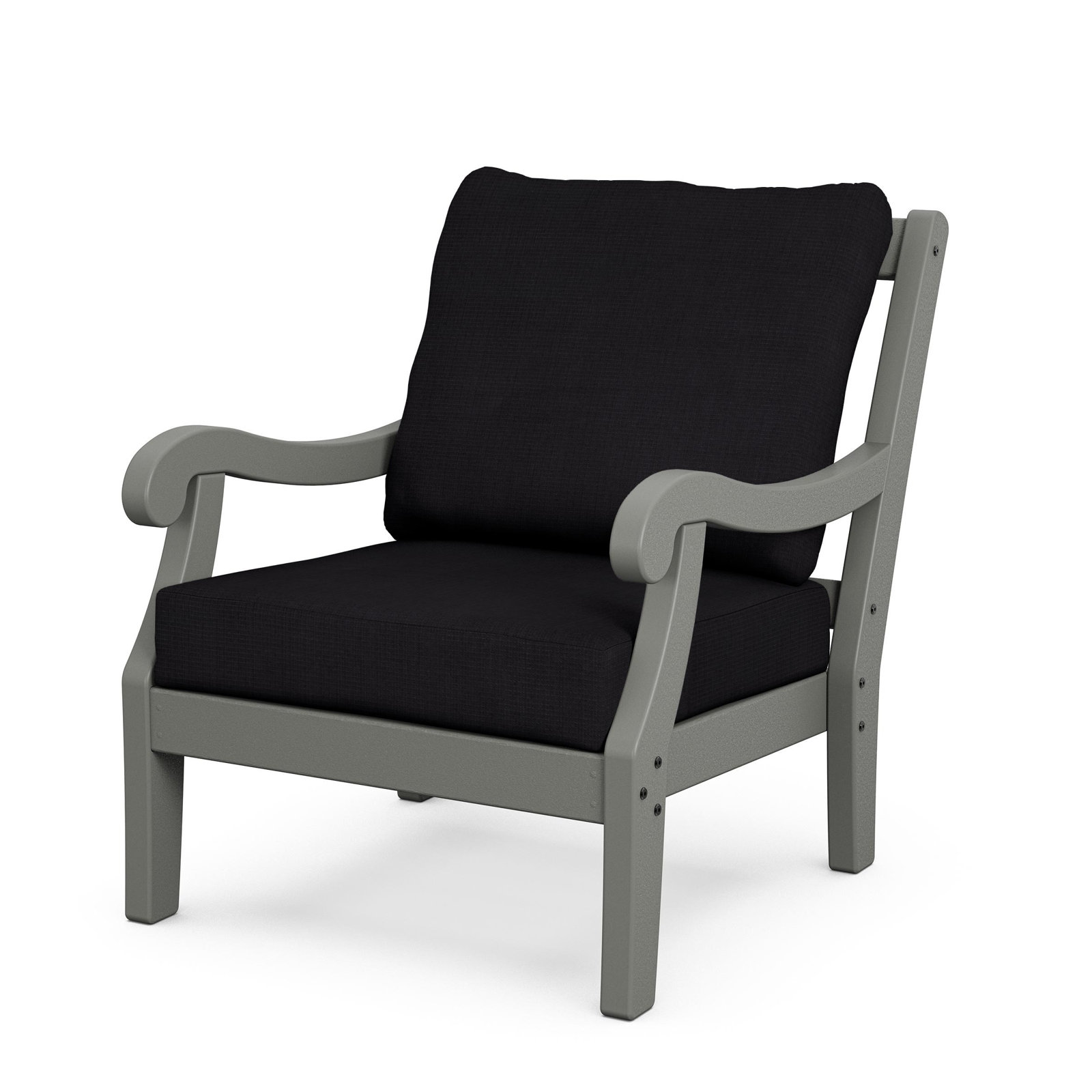 POLYWOOD® Verlyn 2-Person Patio Seating Group, Midnight Linen Cushion/Slate Gray Frame