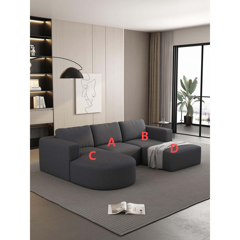 Canapé-lit modulaire polyvalent avec matériaux de qualité supérieure pour un confort ultime, Molleton gris foncé