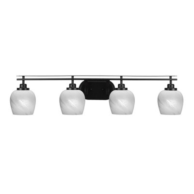 Afi 4 Light Bath Bar Shown With 6" White Marble Glass