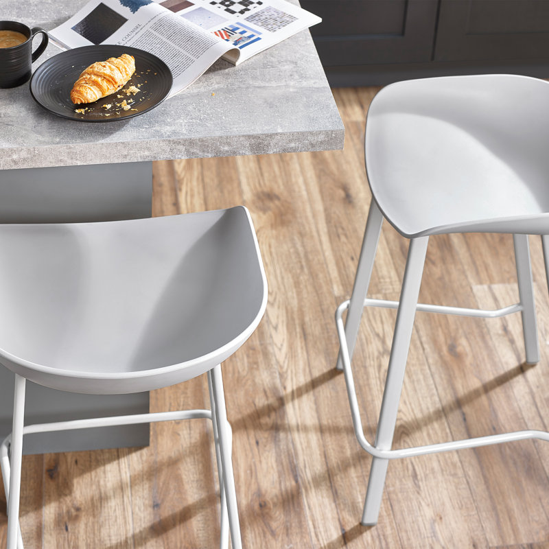 Dragan Counter Stool with Metal Frame, Grey