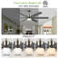 Ventilateur de plafond avec lumière DEL, télécommande, moteur réversible, 5 températures de couleur, pales en bois massif-1461180562-1461180564