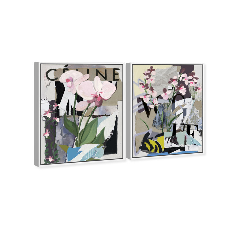 Fine Art Fashion Set Floral & Botanical Canvas Print by Oliver Gal, Black Frame, 16 x 20, 17"H x 21"W, White Floater Frame
