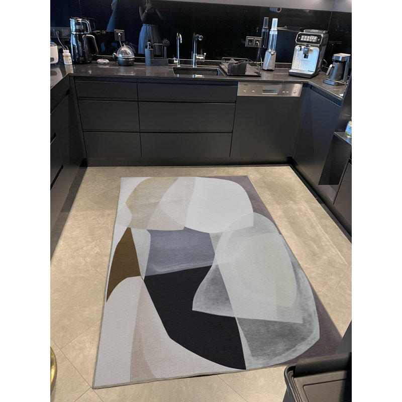 Tapis décoratif multicolore à motif abstrait moderne, Rectangle 3 pi 3 po x 6 pi 7 po