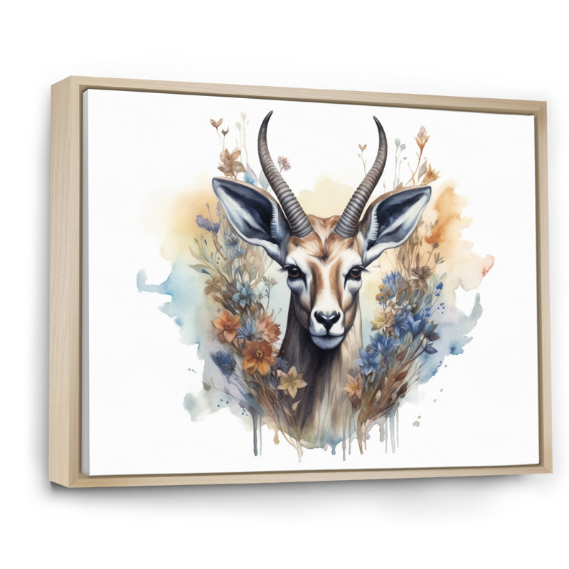 «Graceful Antelope II», reproduction sur toile, Cadre naturel flottant, H 34 po x l 44 po x P 1,5 po