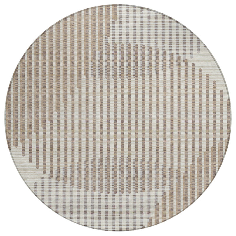 Tapis intérieur / extérieur rond lavable beige et ivoire HomeRoots 8 pi