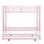 Lit superposé en métal avec lit gigogne rose - Délice de chambre à coucher moderne, conception d'espace, construction durable, fonctionnement silencieux et stable, grande capacité de charge, escalier sécuritaire inclus, lit simple-131205137-131205140