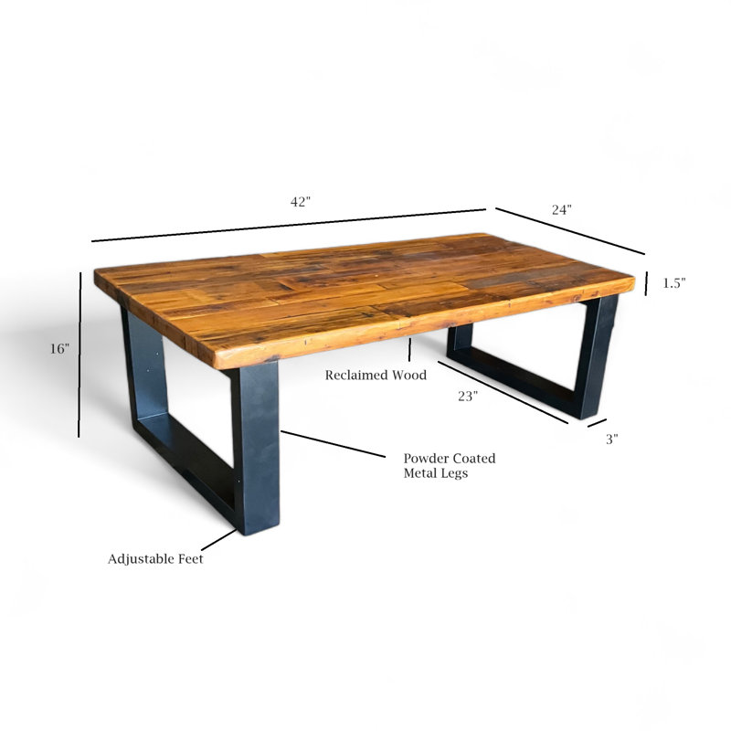 Table basse The Rustic Timber Revival, H 16 po x L 42 po x l 24 po, Bois brun