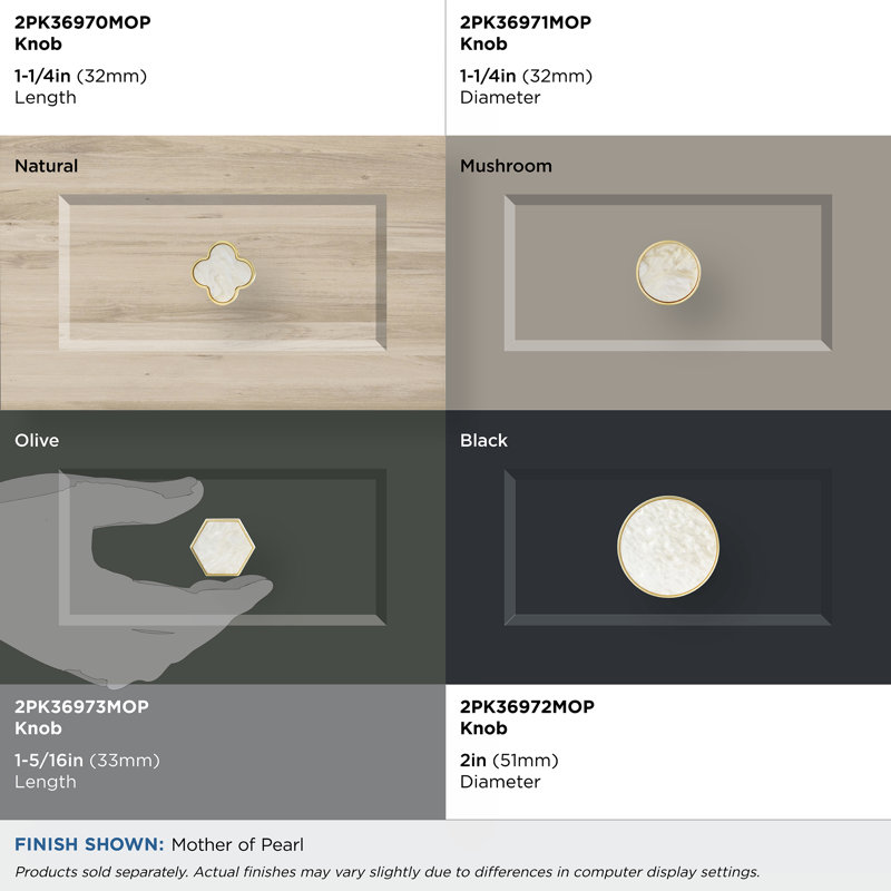 Gold and Mother of Pearl Hexagon Cabinet Knob Set
