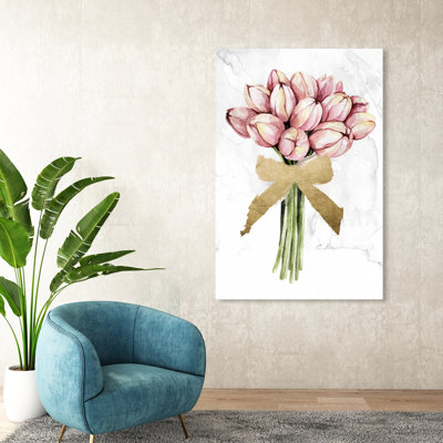 " Floral And Botanical Dusty Pink Tulips Gold, Modern & Contemporary Pink " by Oliver Gal