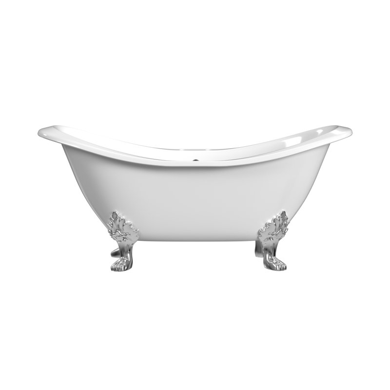 Baignoire de trempage autoportante en fonte 68 po. X 31 po. Regency, Chrome, Intérieur blanc avec extérieur blanc
