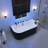 67 In. X 32 In. Flat Bottom Stone Resin Freestanding 92 Gallon Combination Bathtub With Center Drain In Black And White