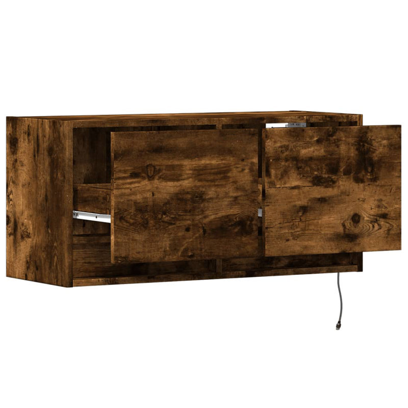 Vidaxl TV Wall Cabinet with LED Lighting 31 x 38cm, Smoked Oak, 80cm