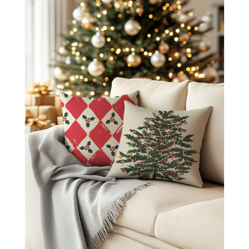 Miti Christmas Cushion Cover Set (2 Pieces), 16.9 x 16.9 Inches | 50% Cotton / 50% Polyester, Machine Washable at 86°F | Ironable, No Filling | Perfect Holiday Decor for Cozy Living Spaces and Festive Touch