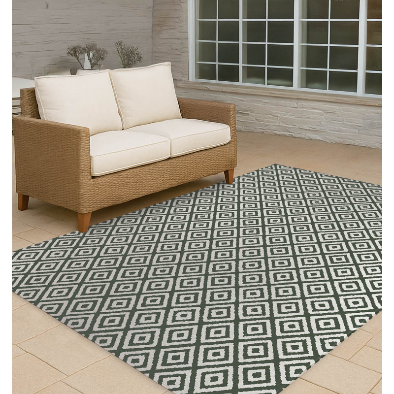 Tapis d'extérieur antidérapant Ikat Grunge, Rectangulaire 2 pi x 3 pi